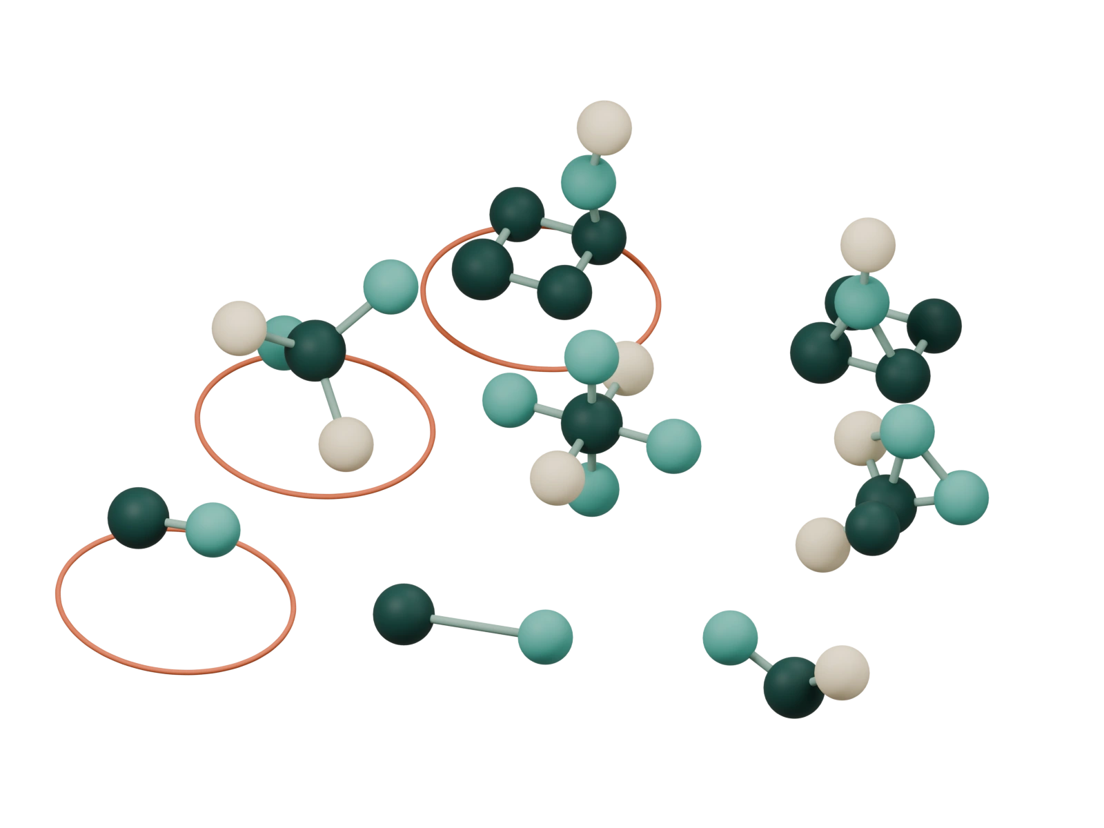 A curated collection of diverse atomic environments, from pairs to surface contacts.