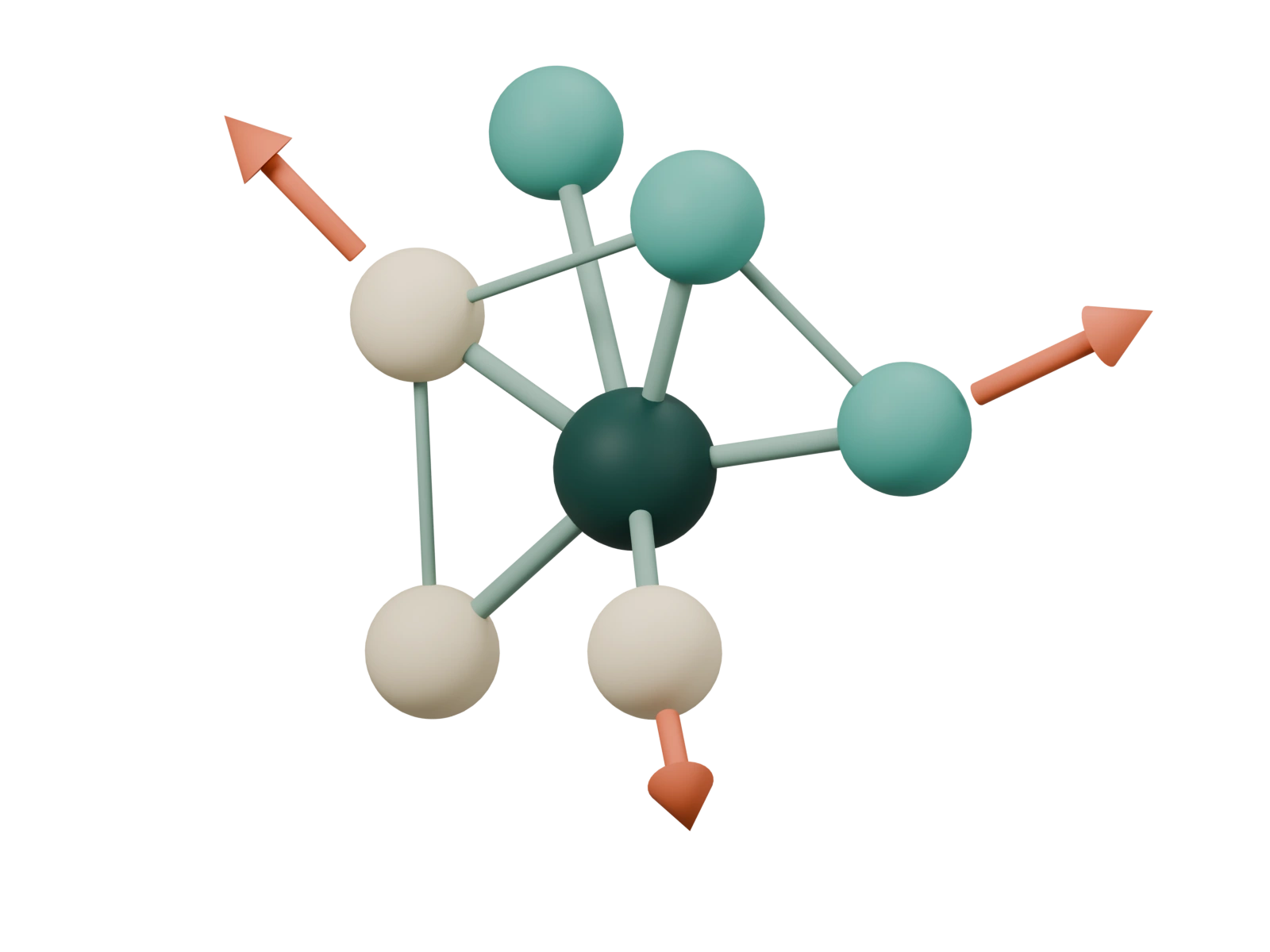 One atomic neighborhood with directional force vectors.